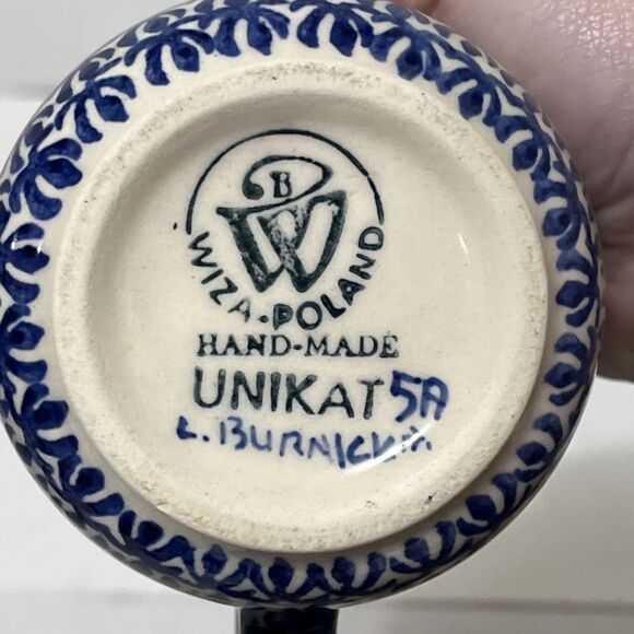 Vintage Polish Pottery Coffee Tea Mug Unikat L. Burnkka Hand Made - Picture 5 of 6